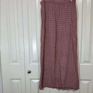 Elegant Women's Maxi Skirt in Red and White Pattern Rayon
